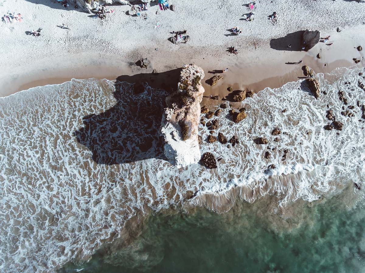 malibu aerial view of body of water rock